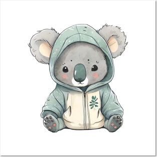 Cartoon Koala Wearing Hoodie Posters and Art